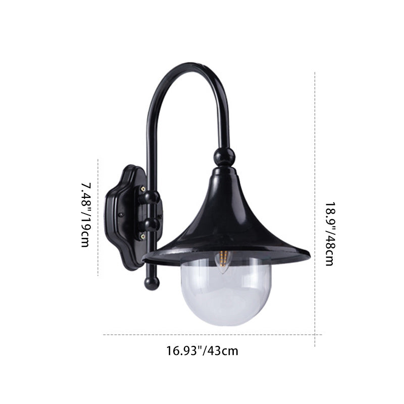 Contemporary Simplicity Aluminum Trumpet Shade Glass 1-Light Outdoor Wall Sconce Lamp For Garden | Kalsten