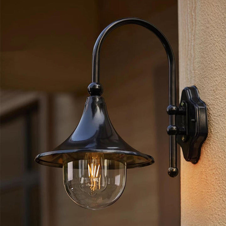 Contemporary Simplicity Aluminum Trumpet Shade Glass 1-Light Outdoor Wall Sconce Lamp For Garden | Kalsten