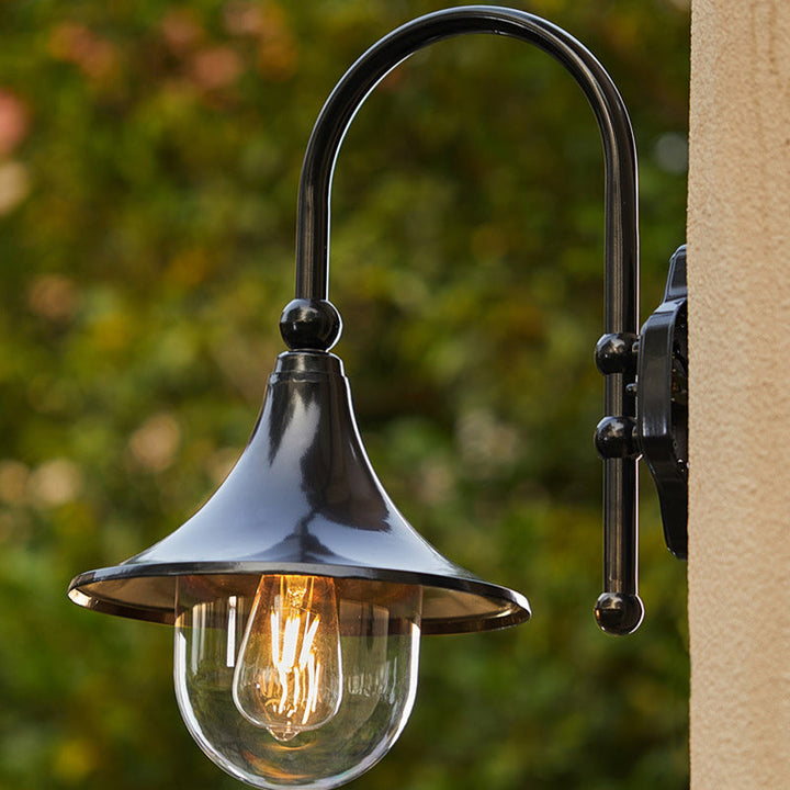 Contemporary Simplicity Aluminum Trumpet Shade Glass 1-Light Outdoor Wall Sconce Lamp For Garden | Kalsten