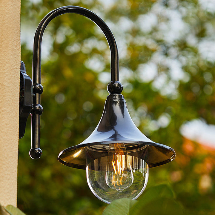 Contemporary Simplicity Aluminum Trumpet Shade Glass 1-Light Outdoor Wall Sconce Lamp For Garden | Kalsten