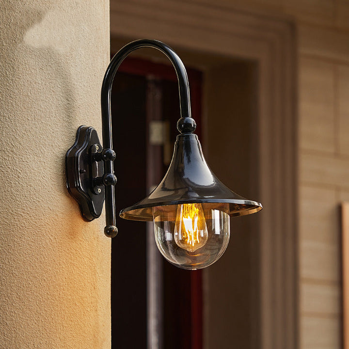 Contemporary Simplicity Aluminum Trumpet Shade Glass 1-Light Outdoor Wall Sconce Lamp For Garden | Kalsten