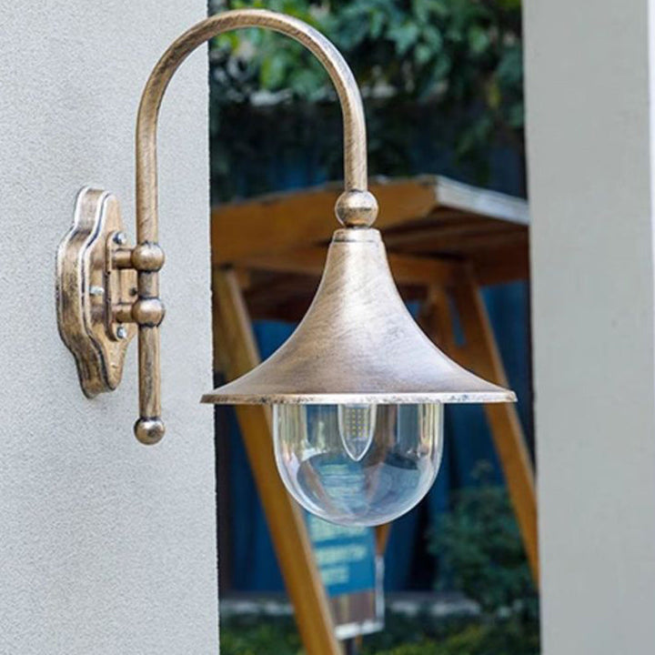 Contemporary Simplicity Aluminum Trumpet Shade Glass 1-Light Outdoor Wall Sconce Lamp For Garden | Kalsten