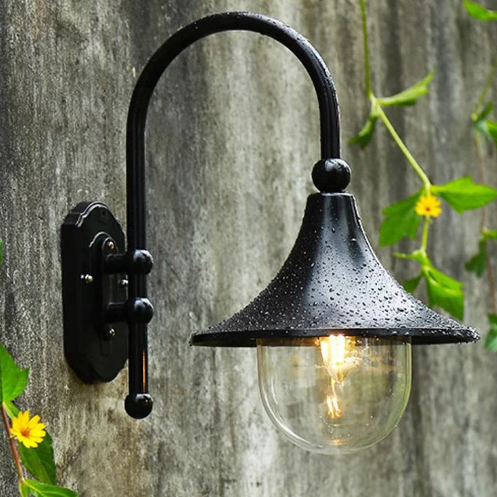 Contemporary Simplicity Aluminum Trumpet Shade Glass 1-Light Outdoor Wall Sconce Lamp For Garden | Kalsten