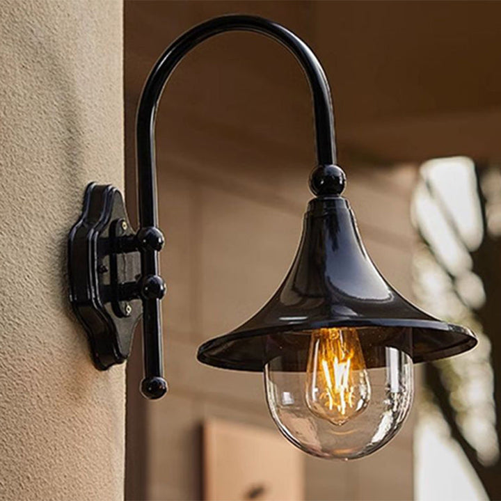 Contemporary Simplicity Aluminum Trumpet Shade Glass 1-Light Outdoor Wall Sconce Lamp For Garden | Kalsten