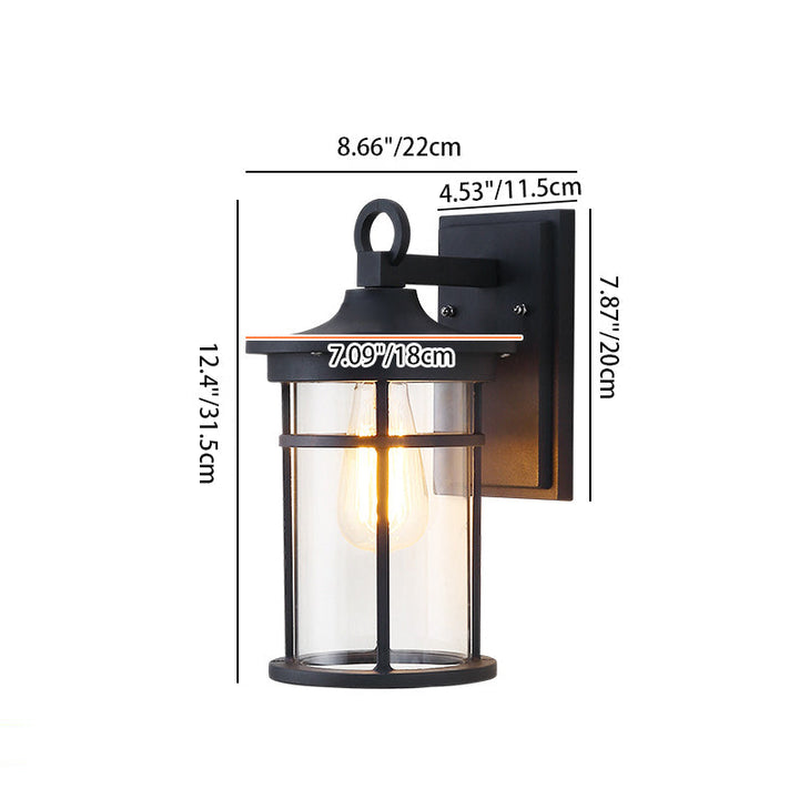Contemporary Industrial Cylinder Aluminum Glass Shade 1-Light Waterproof Wall Sconce Lamp For Outdoor Patio | Kalsten