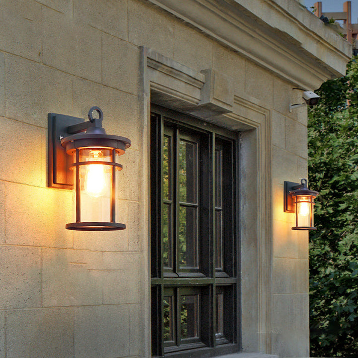 Contemporary Industrial Cylinder Aluminum Glass Shade 1-Light Waterproof Wall Sconce Lamp For Outdoor Patio | Kalsten