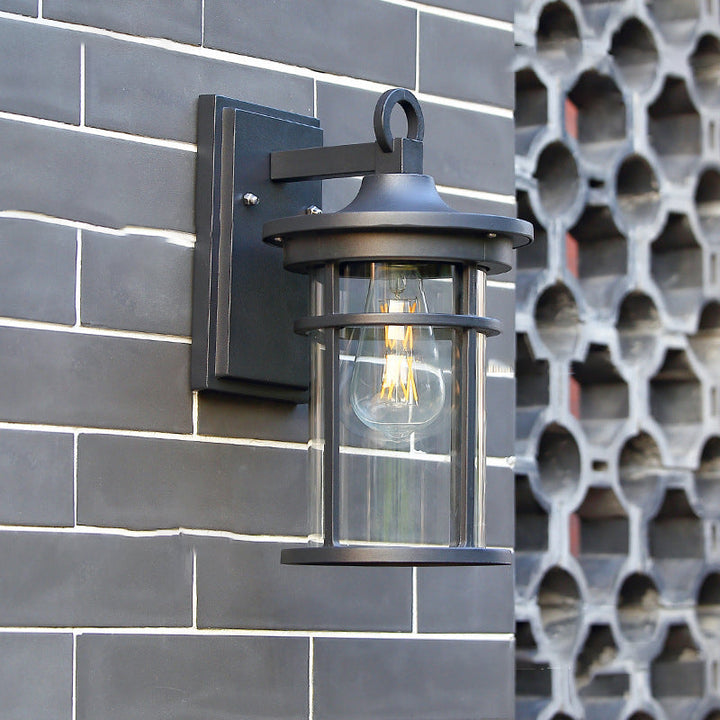 Contemporary Industrial Cylinder Aluminum Glass Shade 1-Light Waterproof Wall Sconce Lamp For Outdoor Patio | Kalsten