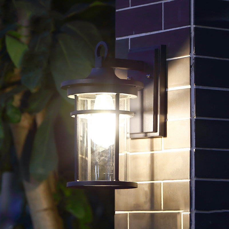 Contemporary Industrial Cylinder Aluminum Glass Shade 1-Light Waterproof Wall Sconce Lamp For Outdoor Patio | Kalsten