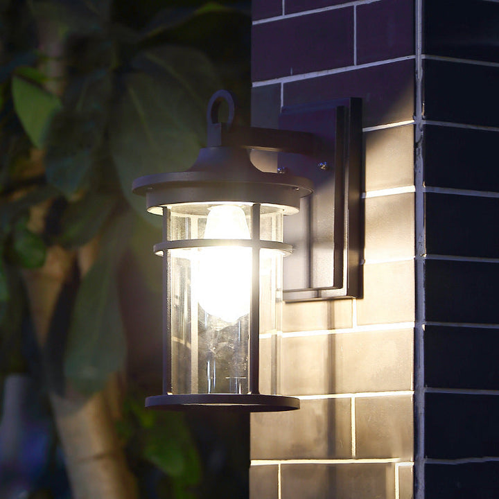 Contemporary Industrial Cylinder Aluminum Glass Shade 1-Light Waterproof Wall Sconce Lamp For Outdoor Patio | Kalsten