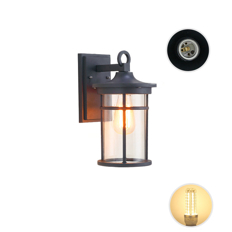Contemporary Industrial Cylinder Aluminum Glass Shade 1-Light Waterproof Wall Sconce Lamp For Outdoor Patio | Kalsten