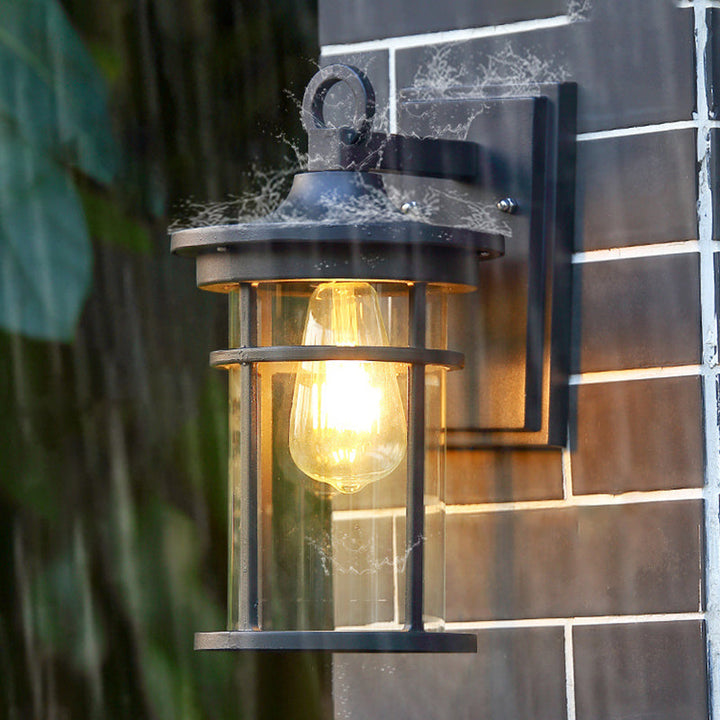 Contemporary Industrial Cylinder Aluminum Glass Shade 1-Light Waterproof Wall Sconce Lamp For Outdoor Patio | Kalsten
