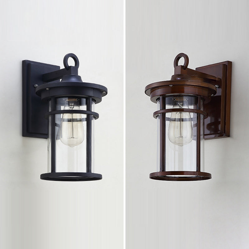 Contemporary Industrial Cylinder Aluminum Glass Shade 1-Light Waterproof Wall Sconce Lamp For Outdoor Patio | Kalsten