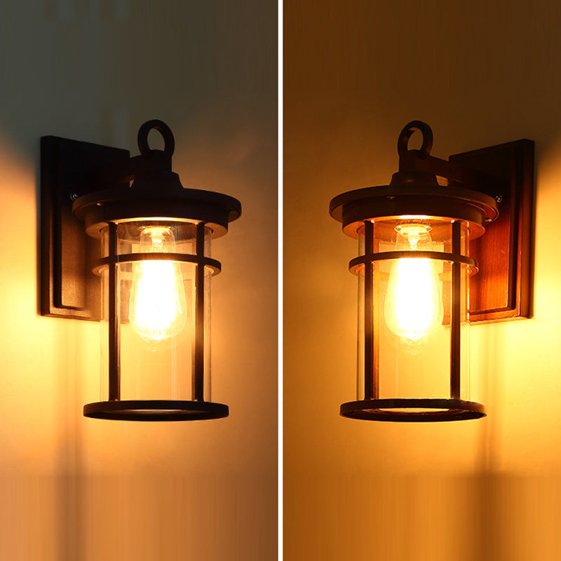Contemporary Industrial Cylinder Aluminum Glass Shade 1-Light Waterproof Wall Sconce Lamp For Outdoor Patio | Kalsten