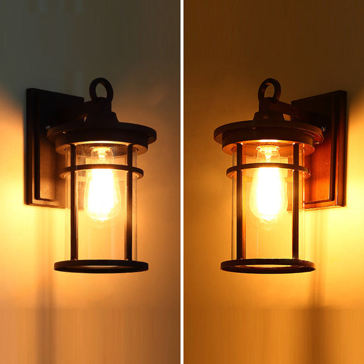 Contemporary Industrial Cylinder Aluminum Glass Shade 1-Light Waterproof Wall Sconce Lamp For Outdoor Patio | Kalsten