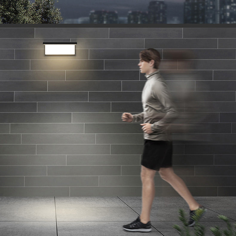 Contemporary Simplicity Rectangular Waterproof Solar Human Body Induction LED Outdoor Wall Sconce Lamp For Garden | Kalsten