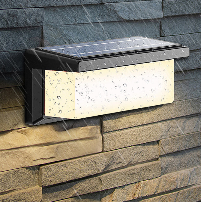 Contemporary Simplicity Rectangular Waterproof Solar Human Body Induction LED Outdoor Wall Sconce Lamp For Garden | Kalsten