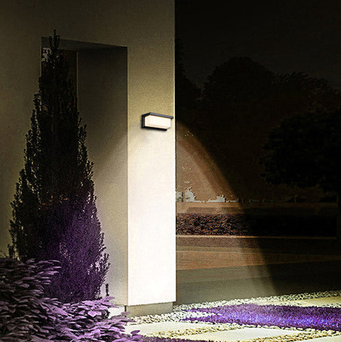 Contemporary Simplicity Rectangular Waterproof Solar Human Body Induction LED Outdoor Wall Sconce Lamp For Garden | Kalsten