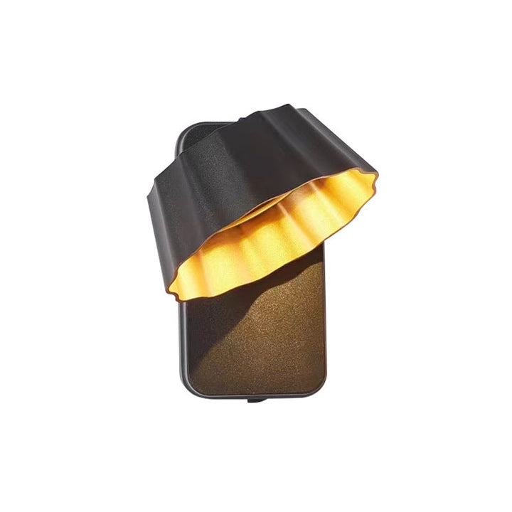 Contemporary Industrial Aluminum Pleated Round Shade LED Outdoor Waterproof Wall Sconce Lamp For Garden | Kalsten
