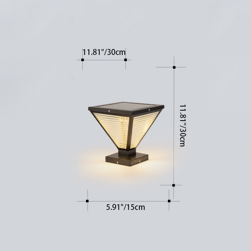 Modern Minimalist Solar Waterproof Square Prismatic Stainless Steel Glass LED Outdoor Light For Patio | Kalsten