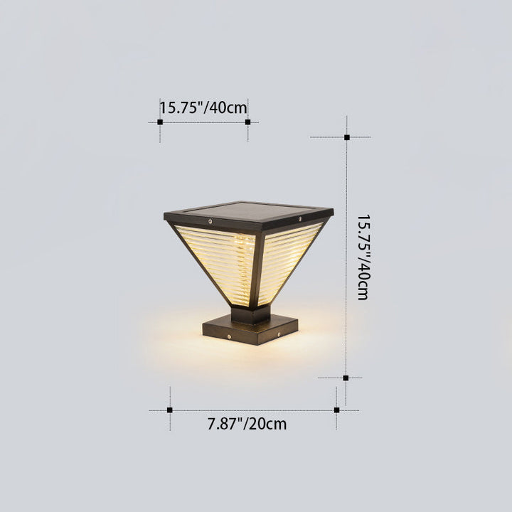 Modern Minimalist Solar Waterproof Square Prismatic Stainless Steel Glass LED Outdoor Light For Patio | Kalsten
