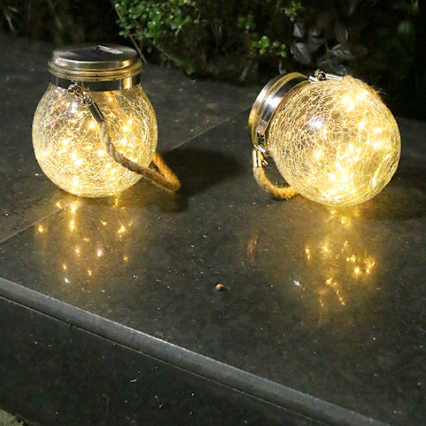 Modern Minimalist Solar Waterproof Round Bottle Round Cracked Glass ABS Stainless Steel LED Outdoor Light For Garden | Kalsten