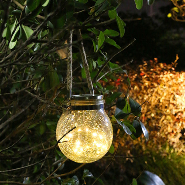 Modern Minimalist Solar Waterproof Round Bottle Round Cracked Glass ABS Stainless Steel LED Outdoor Light For Garden | Kalsten
