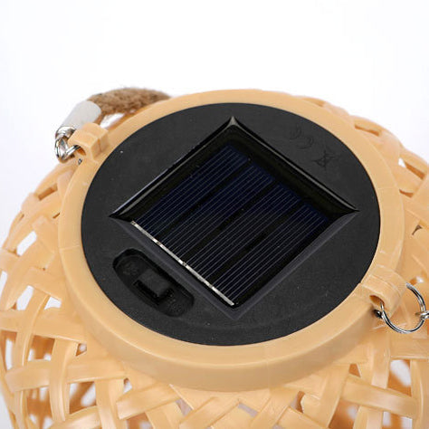 Modern Art Deco Solar Waterproof Imitation Rattan Woven Lantern Cylindrical Plastic LED Outdoor Light For Garden | Kalsten