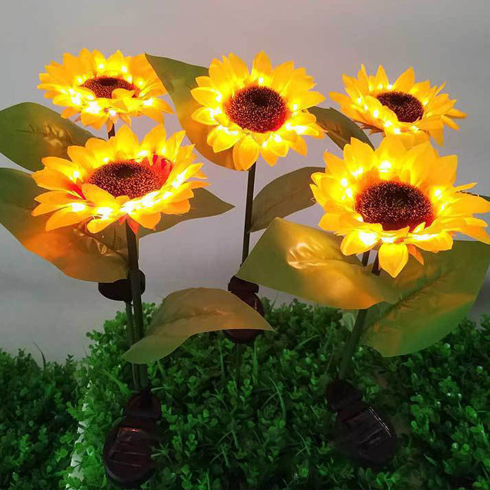 Contemporary Creative Solar Waterproof Sunflower Silk ABS Stainless Steel LED Outdoor Light For Garden | Kalsten