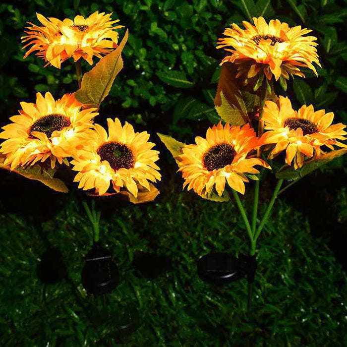 Contemporary Creative Solar Waterproof Sunflower Silk ABS Stainless Steel LED Outdoor Light For Garden | Kalsten