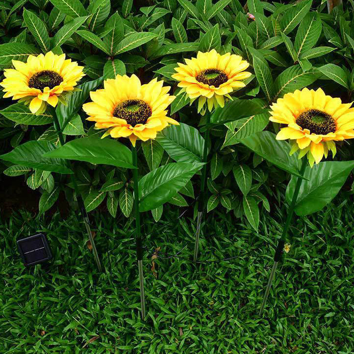 Contemporary Creative Solar Waterproof Sunflower Silk ABS Stainless Steel LED Outdoor Light For Garden | Kalsten