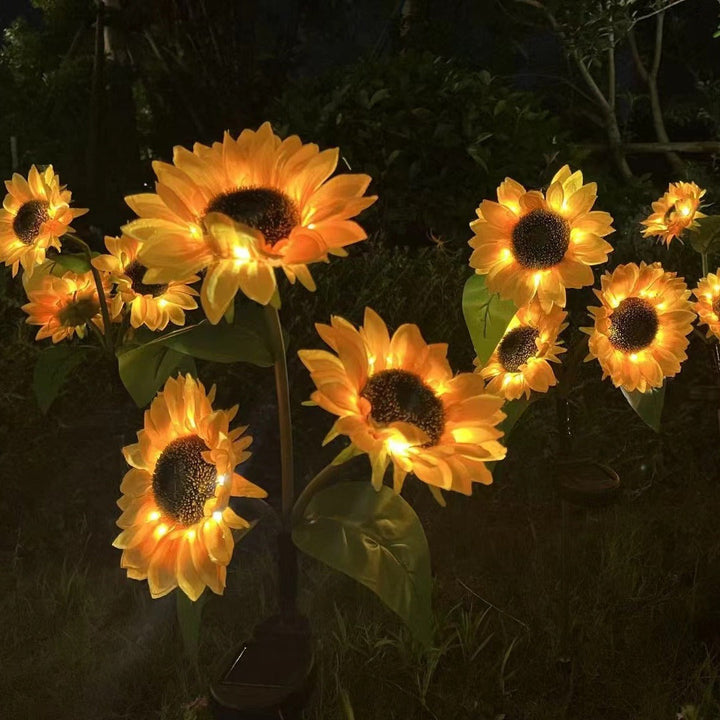 Contemporary Creative Solar Waterproof Sunflower Silk ABS Stainless Steel LED Outdoor Light For Garden | Kalsten