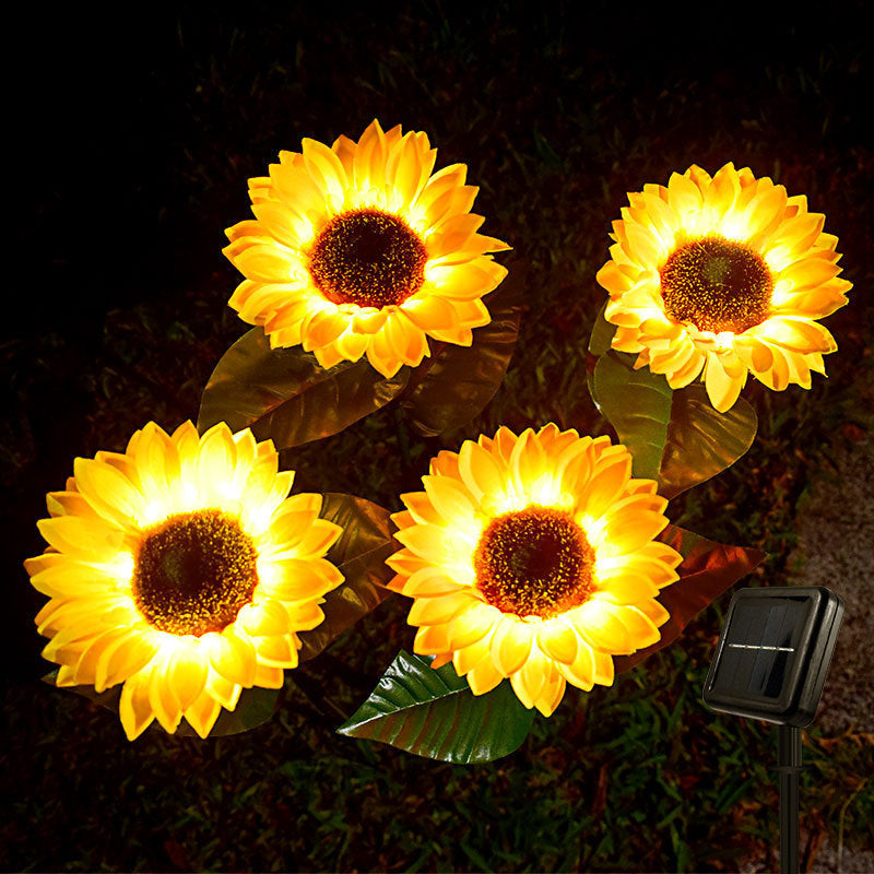 Contemporary Creative Solar Waterproof Sunflower Silk ABS Stainless Steel LED Outdoor Light For Garden | Kalsten
