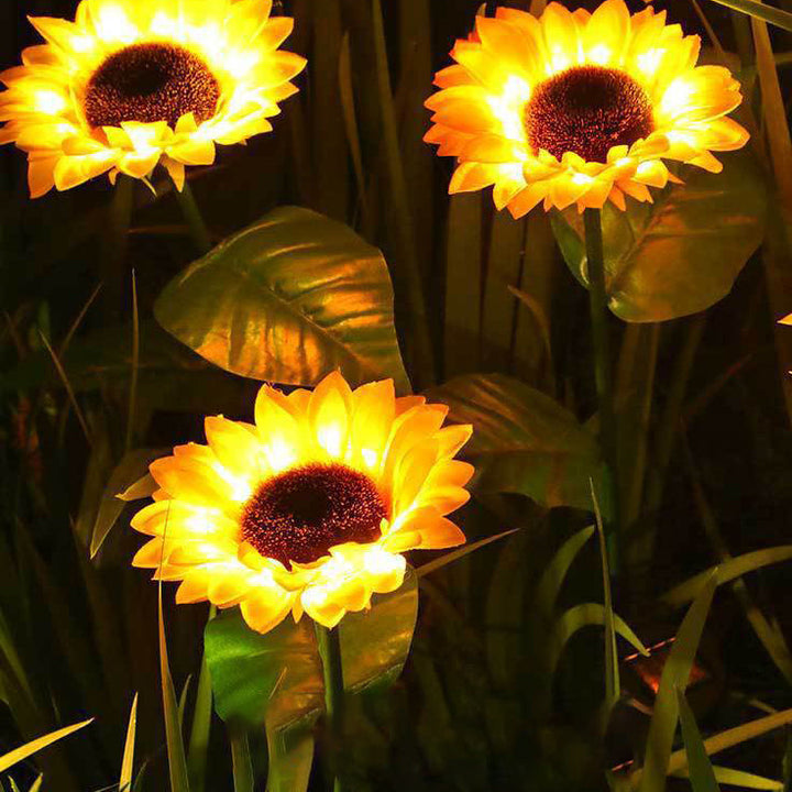 Contemporary Creative Solar Waterproof Sunflower Silk ABS Stainless Steel LED Outdoor Light For Garden | Kalsten