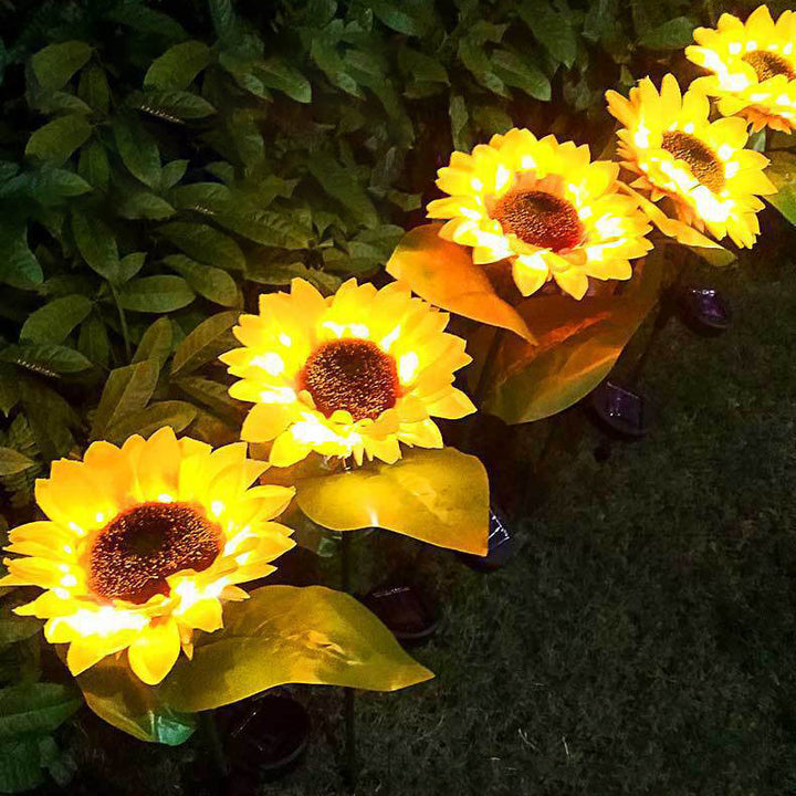 Contemporary Creative Solar Waterproof Sunflower Silk ABS Stainless Steel LED Outdoor Light For Garden | Kalsten