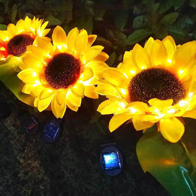 Contemporary Creative Solar Waterproof Sunflower Silk ABS Stainless Steel LED Outdoor Light For Garden | Kalsten