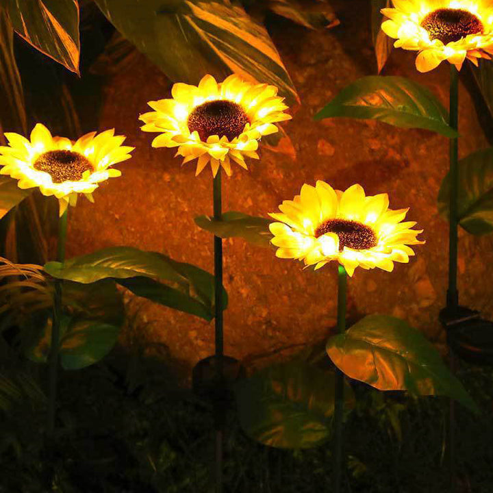 Contemporary Creative Solar Waterproof Sunflower Silk ABS Stainless Steel LED Outdoor Light For Garden | Kalsten