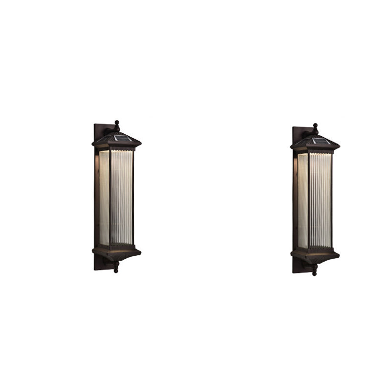 Traditional Chinese Waterproof Rectangular Glass Metal 1-Light Wall Sconce Lamp For Outdoor Patio | Kalsten