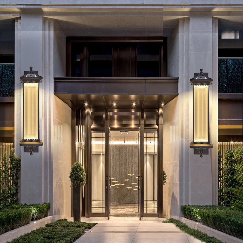 Traditional Chinese Waterproof Rectangular Glass Metal 1-Light Wall Sconce Lamp For Outdoor Patio | Kalsten