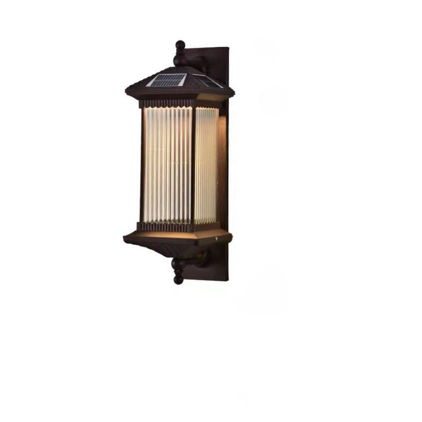 Traditional Chinese Waterproof Rectangular Glass Metal 1-Light Wall Sconce Lamp For Outdoor Patio | Kalsten