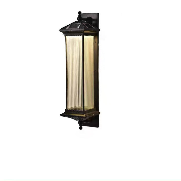 Traditional Chinese Waterproof Rectangular Glass Metal 1-Light Wall Sconce Lamp For Outdoor Patio | Kalsten