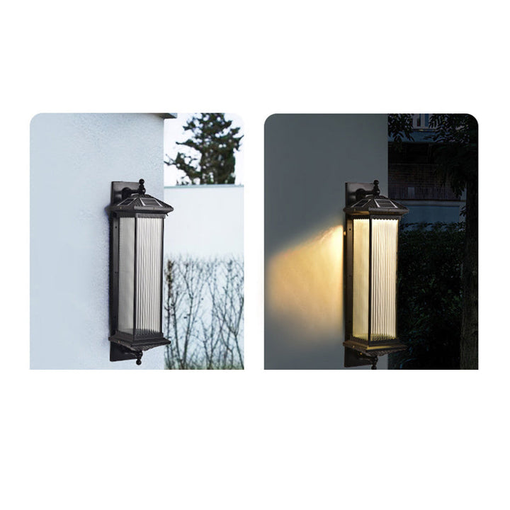 Traditional Chinese Waterproof Rectangular Glass Metal 1-Light Wall Sconce Lamp For Outdoor Patio | Kalsten