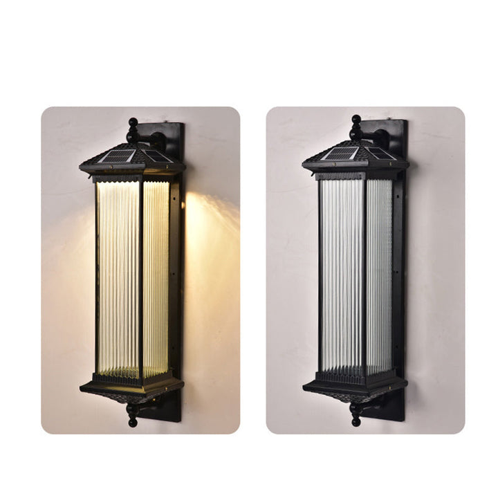 Traditional Chinese Waterproof Rectangular Glass Metal 1-Light Wall Sconce Lamp For Outdoor Patio | Kalsten
