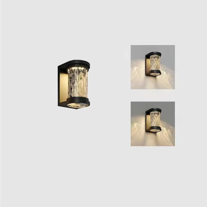 Modern Luxury Waterproof Cylinder Stainless Steel Crystal LED Wall Sconce Lamp For Outdoor Patio | Kalsten