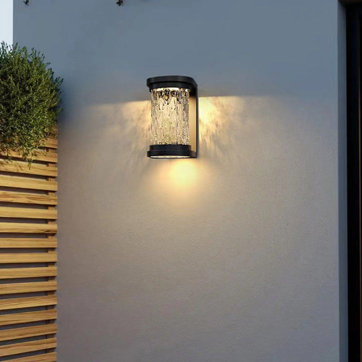 Modern Luxury Waterproof Cylinder Stainless Steel Crystal LED Wall Sconce Lamp For Outdoor Patio | Kalsten