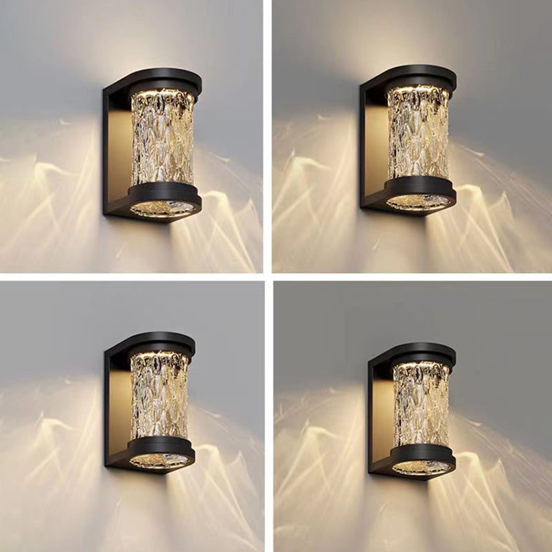 Modern Luxury Waterproof Cylinder Stainless Steel Crystal LED Wall Sconce Lamp For Outdoor Patio | Kalsten