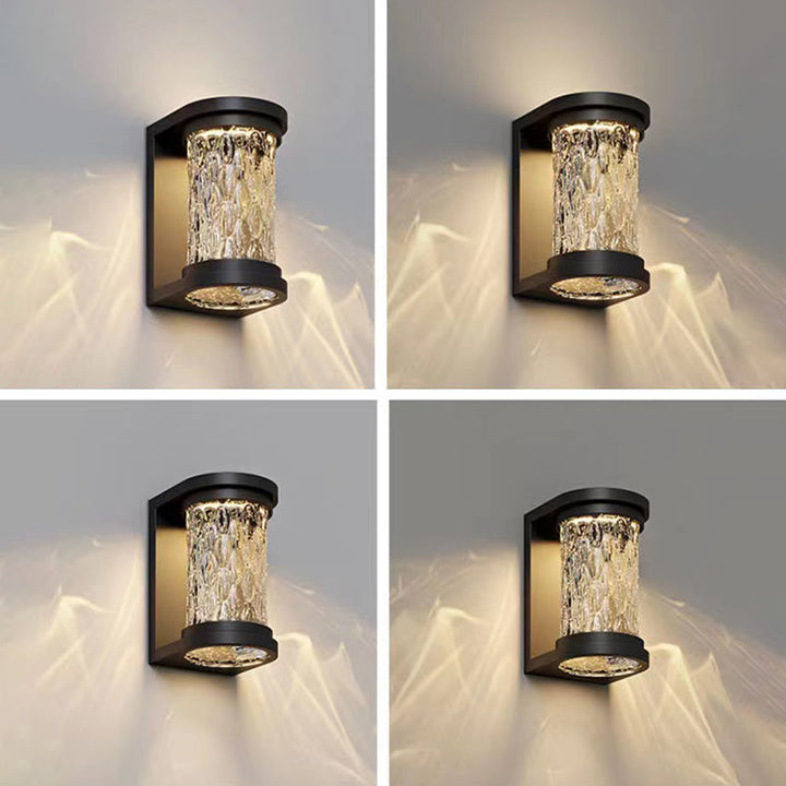 Modern Luxury Waterproof Cylinder Stainless Steel Crystal LED Wall Sconce Lamp For Outdoor Patio | Kalsten