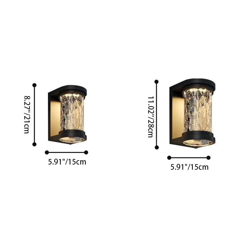 Modern Luxury Waterproof Cylinder Stainless Steel Crystal LED Wall Sconce Lamp For Outdoor Patio | Kalsten
