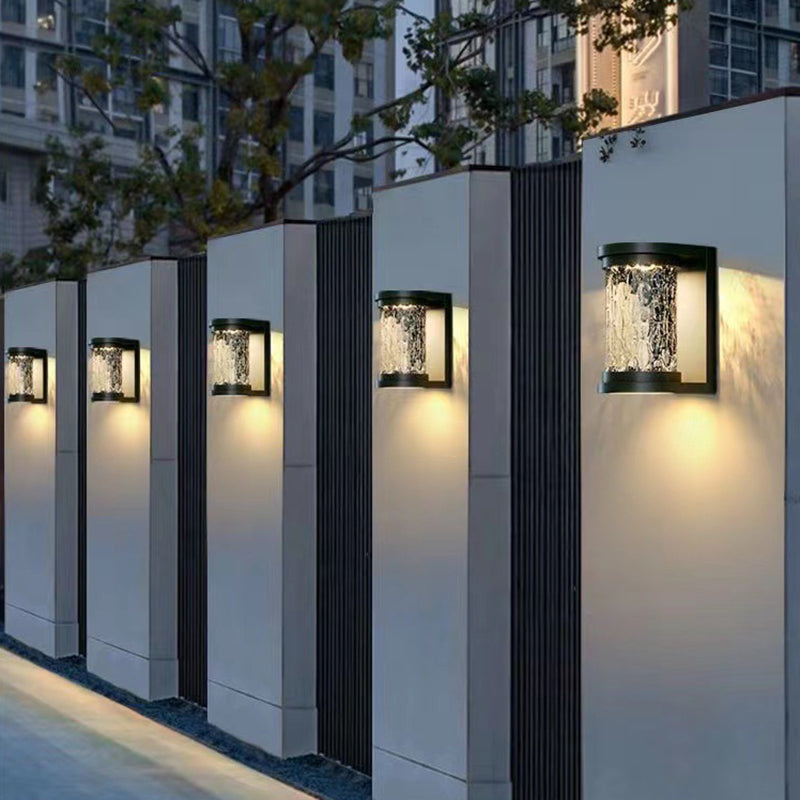 Modern Luxury Waterproof Cylinder Stainless Steel Crystal LED Wall Sconce Lamp For Outdoor Patio | Kalsten