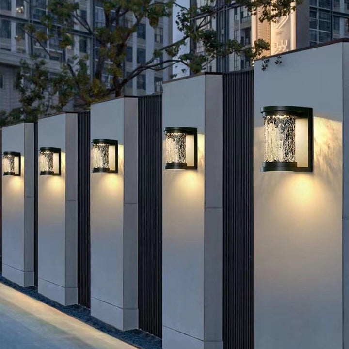 Modern Luxury Waterproof Cylinder Stainless Steel Crystal LED Wall Sconce Lamp For Outdoor Patio | Kalsten