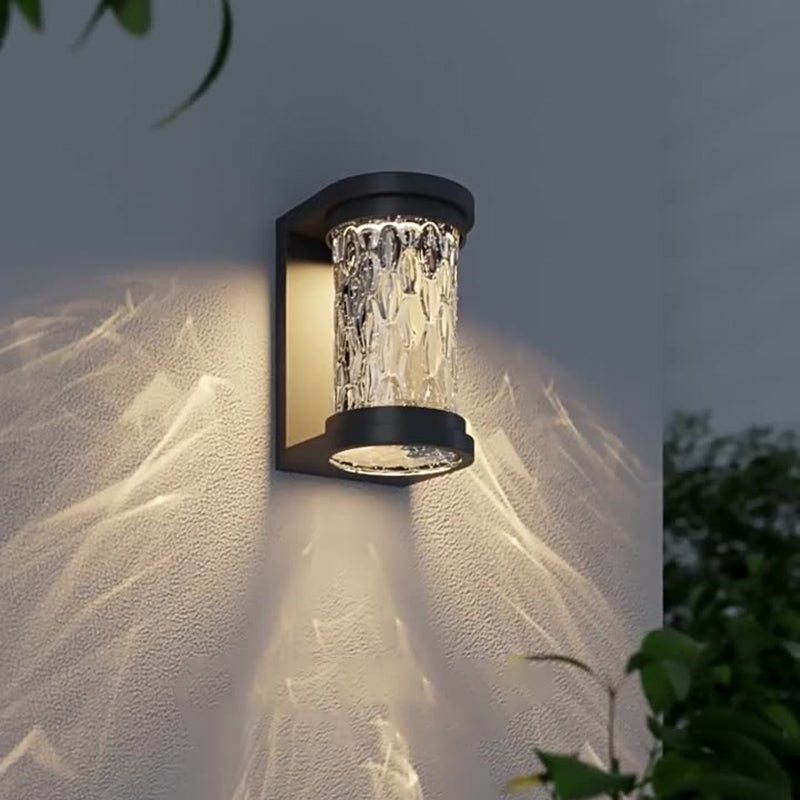 Modern Luxury Waterproof Cylinder Stainless Steel Crystal LED Wall Sconce Lamp For Outdoor Patio | Kalsten